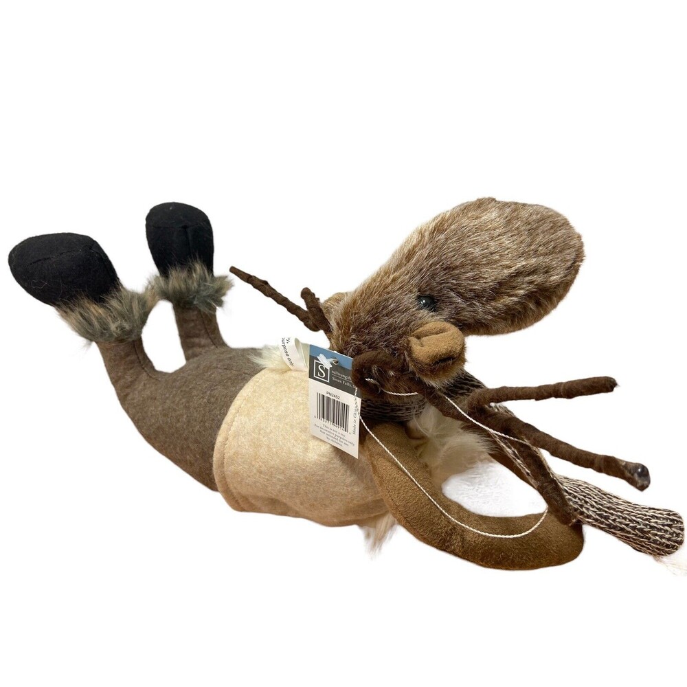 Sullivans Decor Plush Sliding Moose with Vest and Boots 13 inches